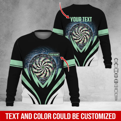 Customized Name & Text Darts Sweatshirt, Personalized Name Dartboard Sweatshirt For Men & Women - Gift For Darts Lovers, Darts Players
