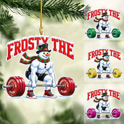 Personalized Christmas Gym Fitness Ornament, Frosty The Snowman, Custom Ornament Christmas Gift, Keychain Gym Fitness Christmas, Car Ornament Gym Fitness Christmas