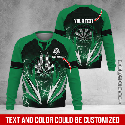 Customized Name & Text Darts Sweatshirt, Personalized Name Thunder Darts Sweatshirt For Men & Women - Gift For Darts Lovers, Darts Players