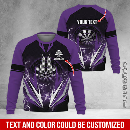 Customized Name & Text Darts Sweatshirt, Personalized Name Thunder Darts Sweatshirt For Men & Women - Gift For Darts Lovers, Darts Players