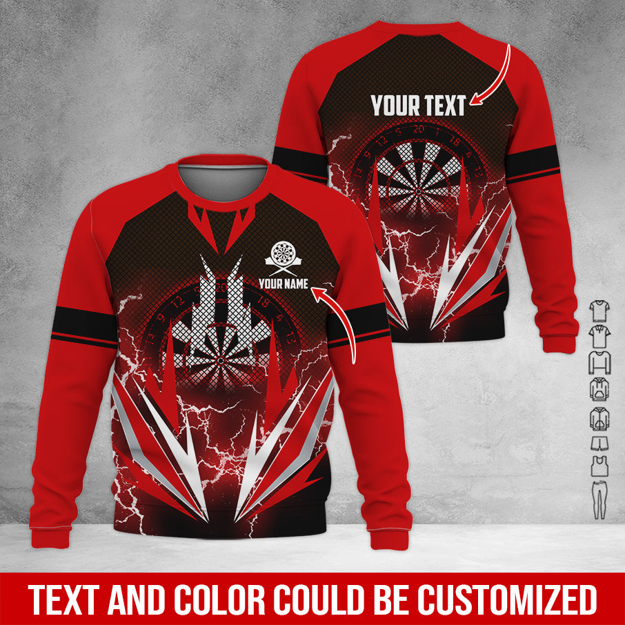 Customized Name & Text Darts Sweatshirt, Personalized Name Thunder Darts Sweatshirt For Men & Women - Gift For Darts Lovers, Darts Players