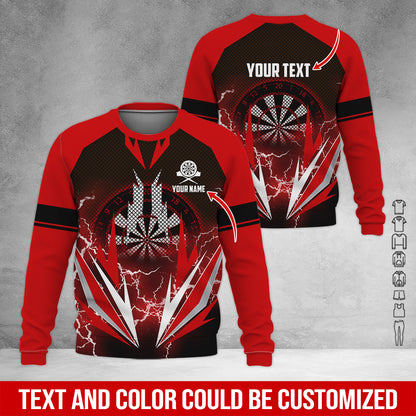 Customized Name & Text Darts Sweatshirt, Personalized Name Thunder Darts Sweatshirt For Men & Women - Gift For Darts Lovers, Darts Players