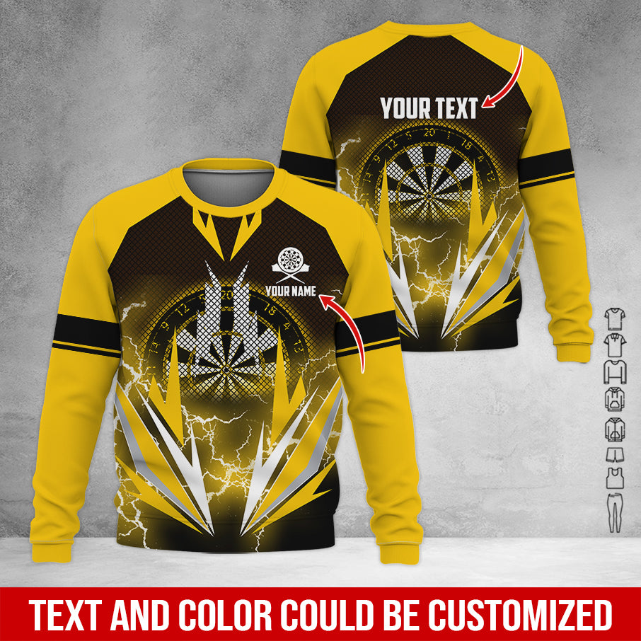 Customized Name & Text Darts Sweatshirt, Personalized Name Thunder Darts Sweatshirt For Men & Women - Gift For Darts Lovers, Darts Players