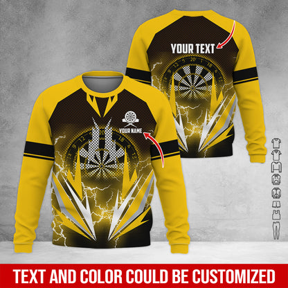 Customized Name & Text Darts Sweatshirt, Personalized Name Thunder Darts Sweatshirt For Men & Women - Gift For Darts Lovers, Darts Players