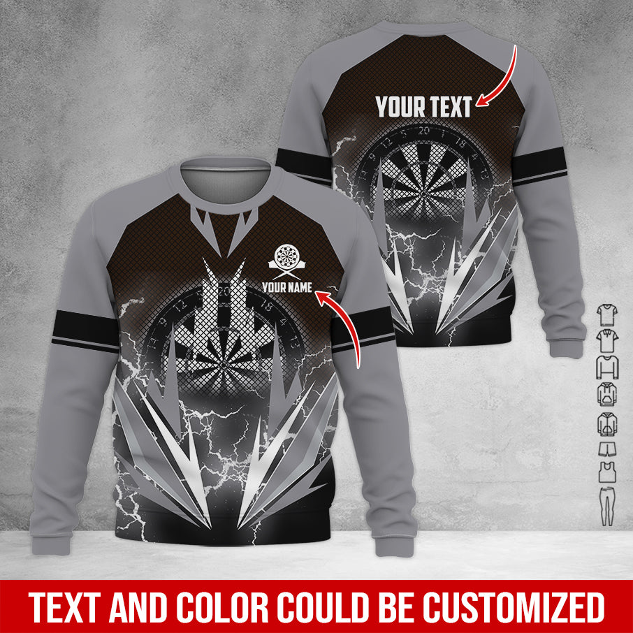 Customized Name & Text Darts Sweatshirt, Personalized Name Thunder Darts Sweatshirt For Men & Women - Gift For Darts Lovers, Darts Players