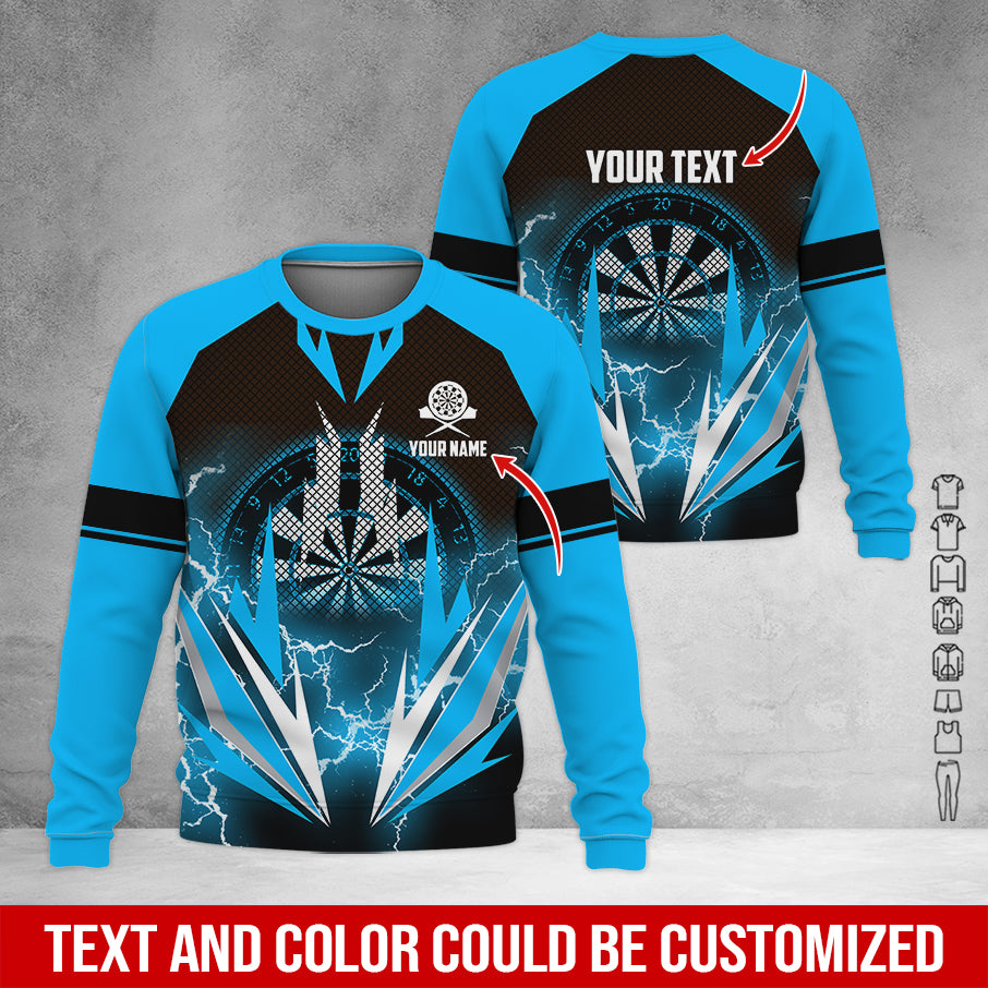 Customized Name & Text Darts Sweatshirt, Personalized Name Thunder Darts Sweatshirt For Men & Women - Gift For Darts Lovers, Darts Players