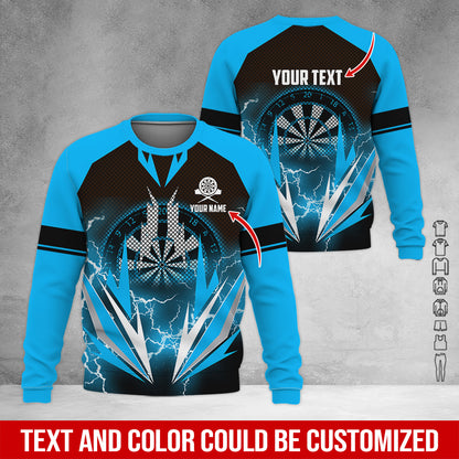 Customized Name & Text Darts Sweatshirt, Personalized Name Thunder Darts Sweatshirt For Men & Women - Gift For Darts Lovers, Darts Players