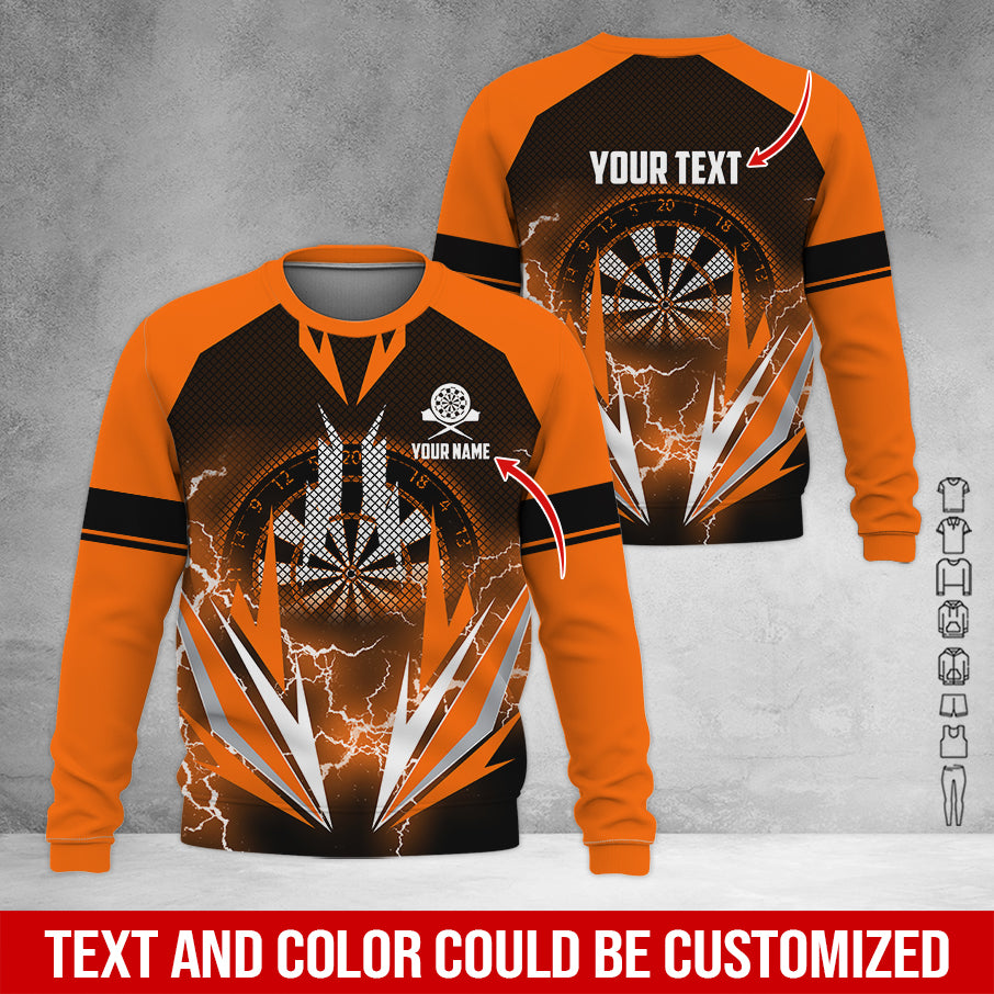 Customized Name & Text Darts Sweatshirt, Personalized Name Thunder Darts Sweatshirt For Men & Women - Gift For Darts Lovers, Darts Players