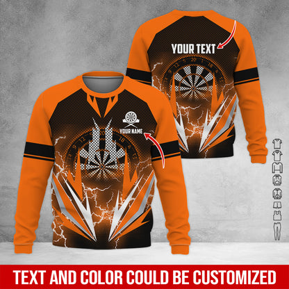 Customized Name & Text Darts Sweatshirt, Personalized Name Thunder Darts Sweatshirt For Men & Women - Gift For Darts Lovers, Darts Players