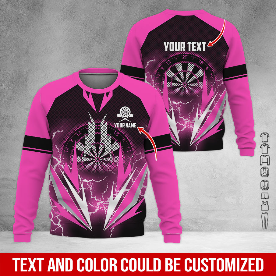 Customized Name & Text Darts Sweatshirt, Personalized Name Thunder Darts Sweatshirt For Men & Women - Gift For Darts Lovers, Darts Players