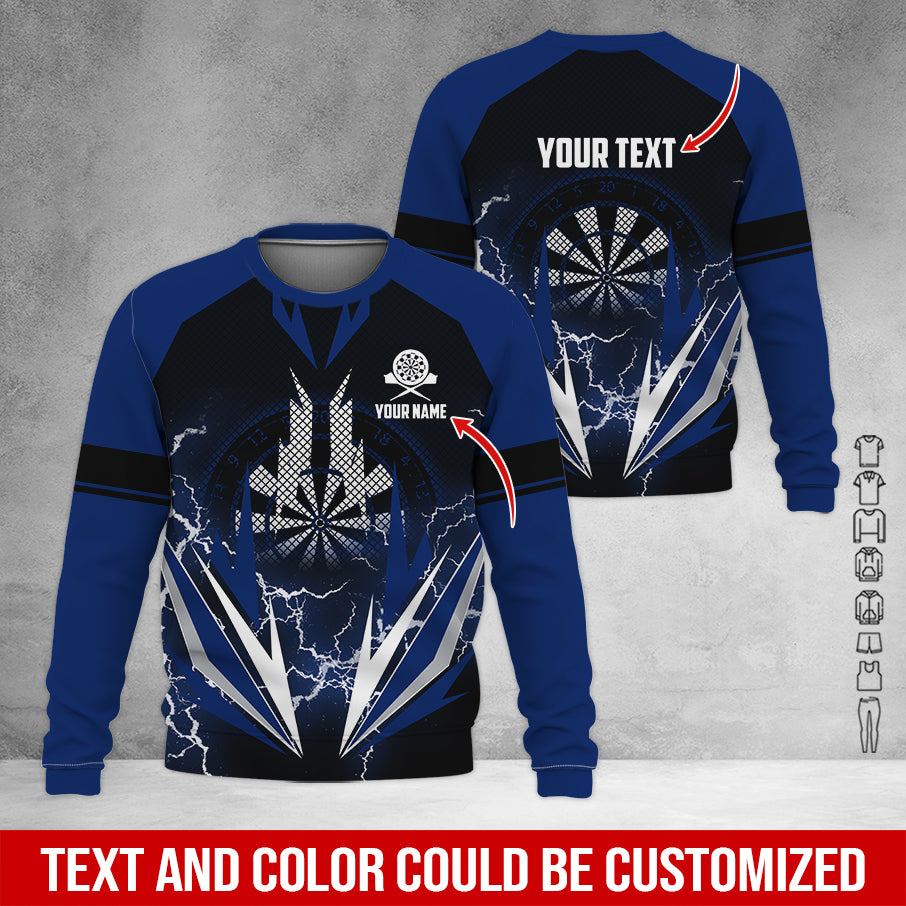 Customized Name & Text Darts Sweatshirt, Personalized Name Thunder Darts Sweatshirt For Men & Women - Gift For Darts Lovers, Darts Players