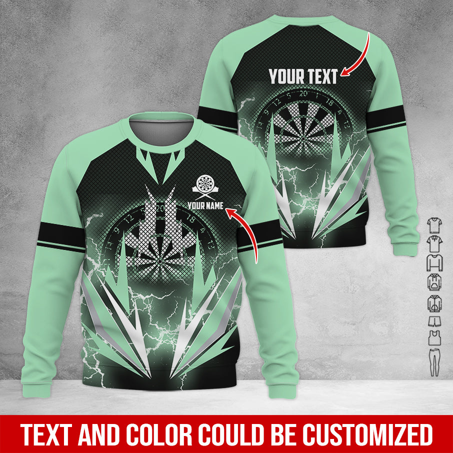 Customized Name & Text Darts Sweatshirt, Personalized Name Thunder Darts Sweatshirt For Men & Women - Gift For Darts Lovers, Darts Players