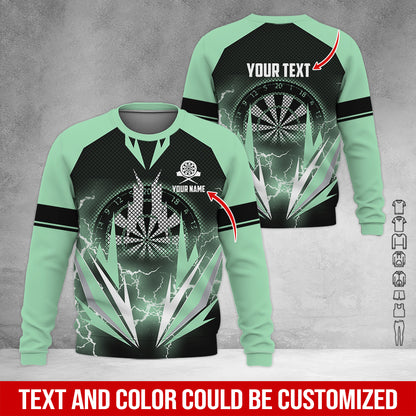 Customized Name & Text Darts Sweatshirt, Personalized Name Thunder Darts Sweatshirt For Men & Women - Gift For Darts Lovers, Darts Players