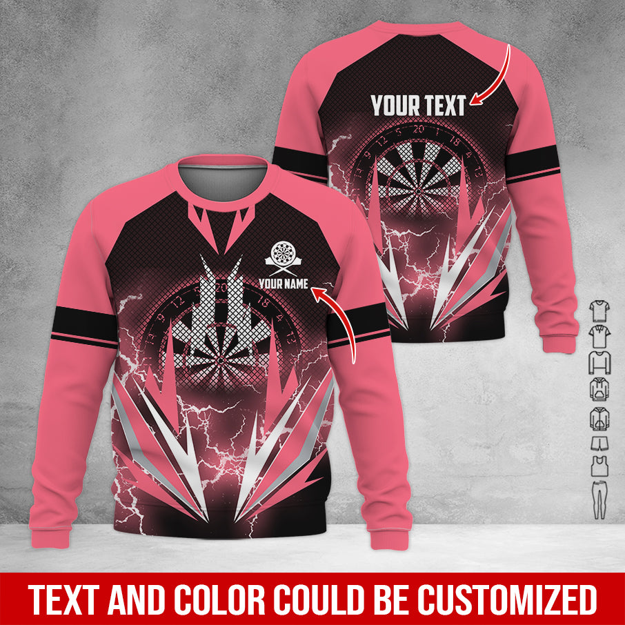 Customized Name & Text Darts Sweatshirt, Personalized Name Thunder Darts Sweatshirt For Men & Women - Gift For Darts Lovers, Darts Players