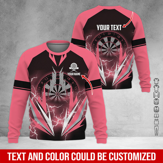 Customized Name & Text Darts Sweatshirt, Personalized Name Thunder Darts Sweatshirt For Men & Women - Gift For Darts Lovers, Darts Players
