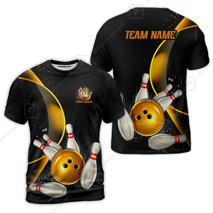 Customized Bowling Polo, Custom Black And Gold Bowling Team Shirts For Men And Women, Unisex Bowling League Jerseys Polo Shirts