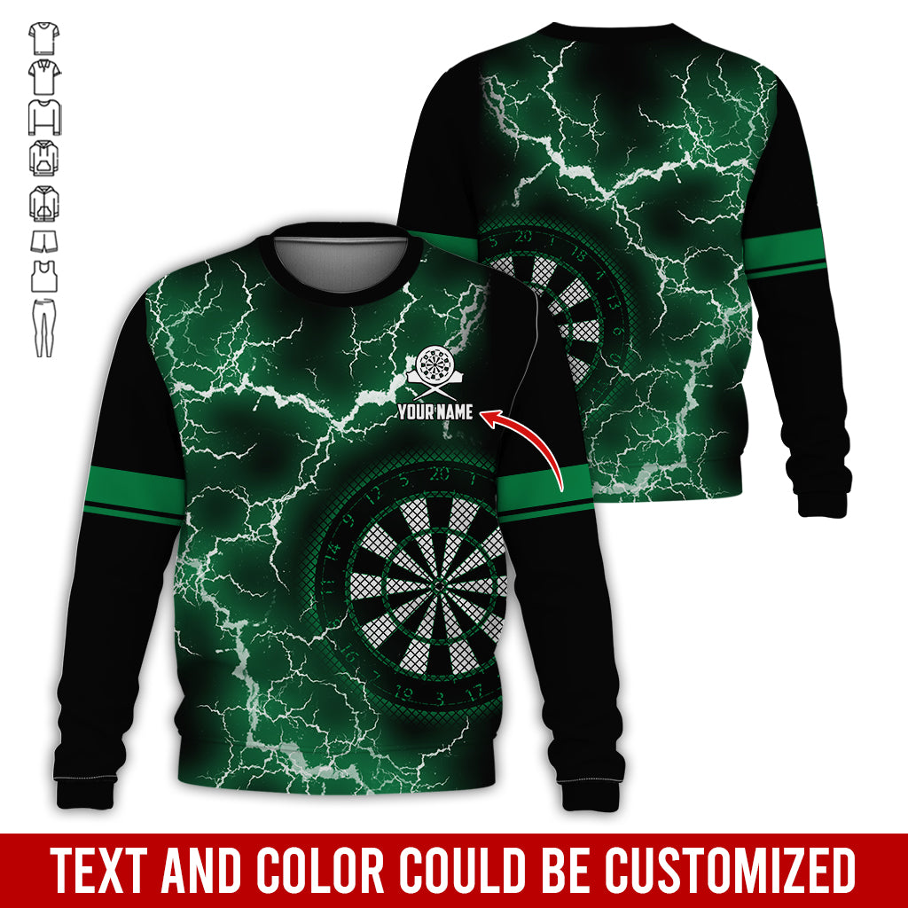 Customized Name Darts Sweatshirt, Personalized Name Thunder Lightning Darts Sweatshirt For Men & Women - Gift For Darts Lovers, Darts Players