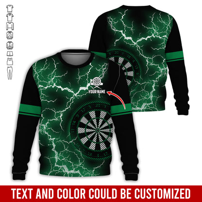 Customized Name Darts Sweatshirt, Personalized Name Thunder Lightning Darts Sweatshirt For Men & Women - Gift For Darts Lovers, Darts Players