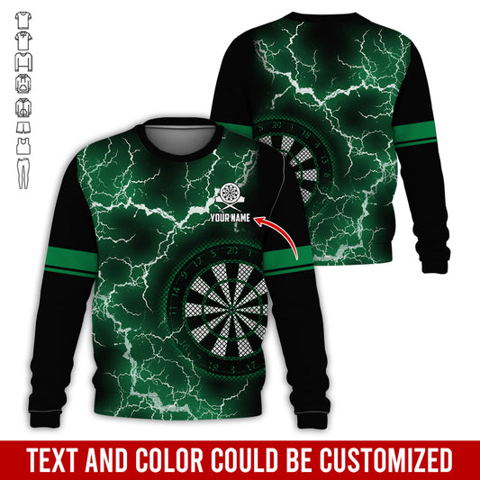 Customized Name Darts Sweatshirt, Personalized Name Thunder Lightning Darts Sweatshirt For Men & Women - Gift For Darts Lovers, Darts Players