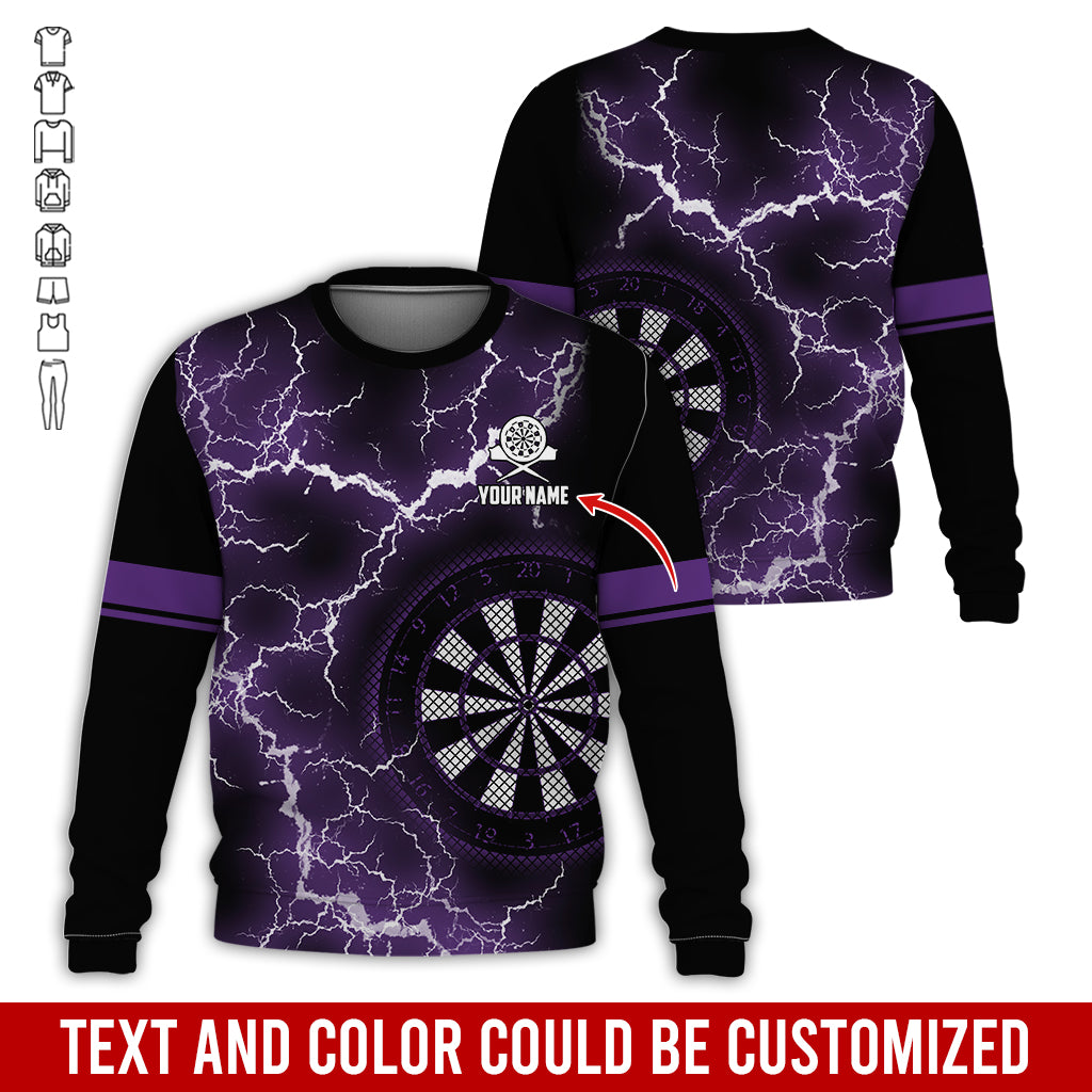 Customized Name Darts Sweatshirt, Personalized Name Thunder Lightning Darts Sweatshirt For Men & Women - Gift For Darts Lovers, Darts Players