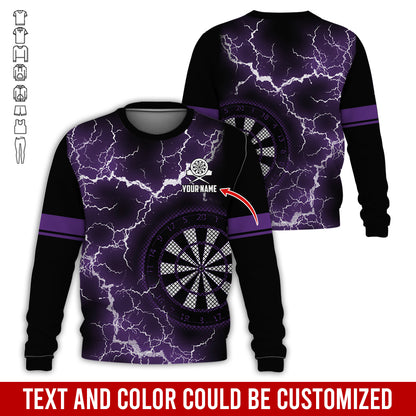 Customized Name Darts Sweatshirt, Personalized Name Thunder Lightning Darts Sweatshirt For Men & Women - Gift For Darts Lovers, Darts Players