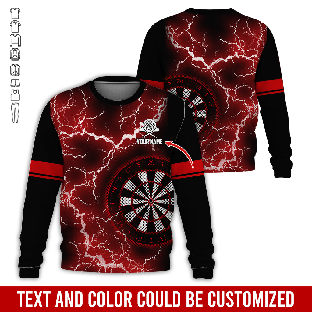 Customized Name Darts Sweatshirt, Personalized Name Thunder Lightning Darts Sweatshirt For Men & Women - Gift For Darts Lovers, Darts Players