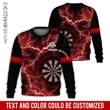 Customized Name Darts Sweatshirt, Personalized Name Thunder Lightning Darts Sweatshirt For Men & Women - Gift For Darts Lovers, Darts Players