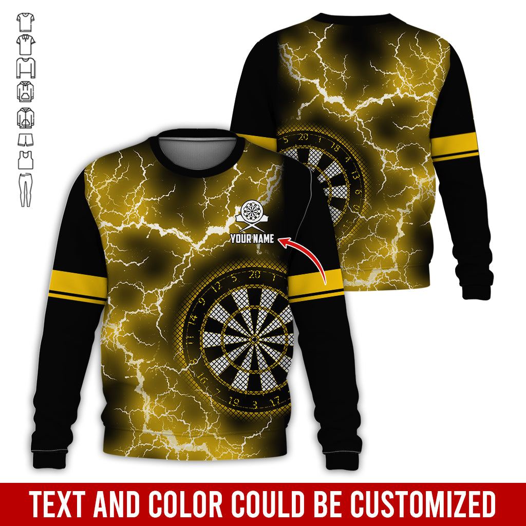 Customized Name Darts Sweatshirt, Personalized Name Thunder Lightning Darts Sweatshirt For Men & Women - Gift For Darts Lovers, Darts Players