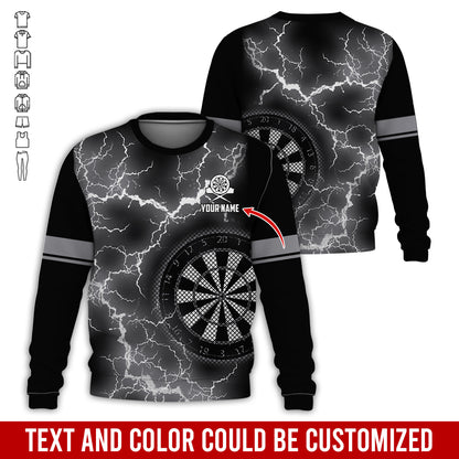 Customized Name Darts Sweatshirt, Personalized Name Thunder Lightning Darts Sweatshirt For Men & Women - Gift For Darts Lovers, Darts Players