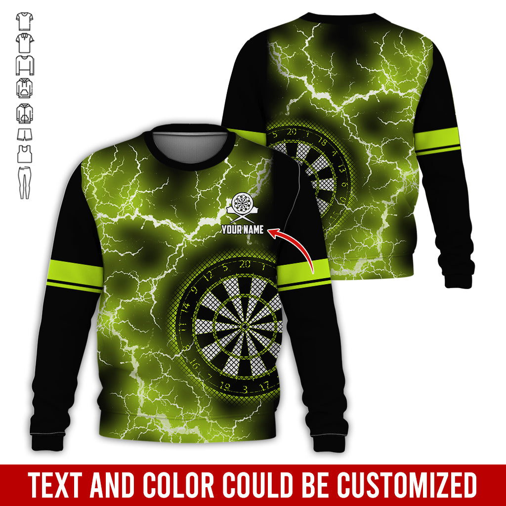 Customized Name Darts Sweatshirt, Personalized Name Thunder Lightning Darts Sweatshirt For Men & Women - Gift For Darts Lovers, Darts Players