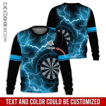 Customized Name Darts Sweatshirt, Personalized Name Thunder Lightning Darts Sweatshirt For Men & Women - Gift For Darts Lovers, Darts Players