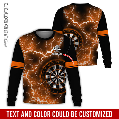 Customized Name Darts Sweatshirt, Personalized Name Thunder Lightning Darts Sweatshirt For Men & Women - Gift For Darts Lovers, Darts Players