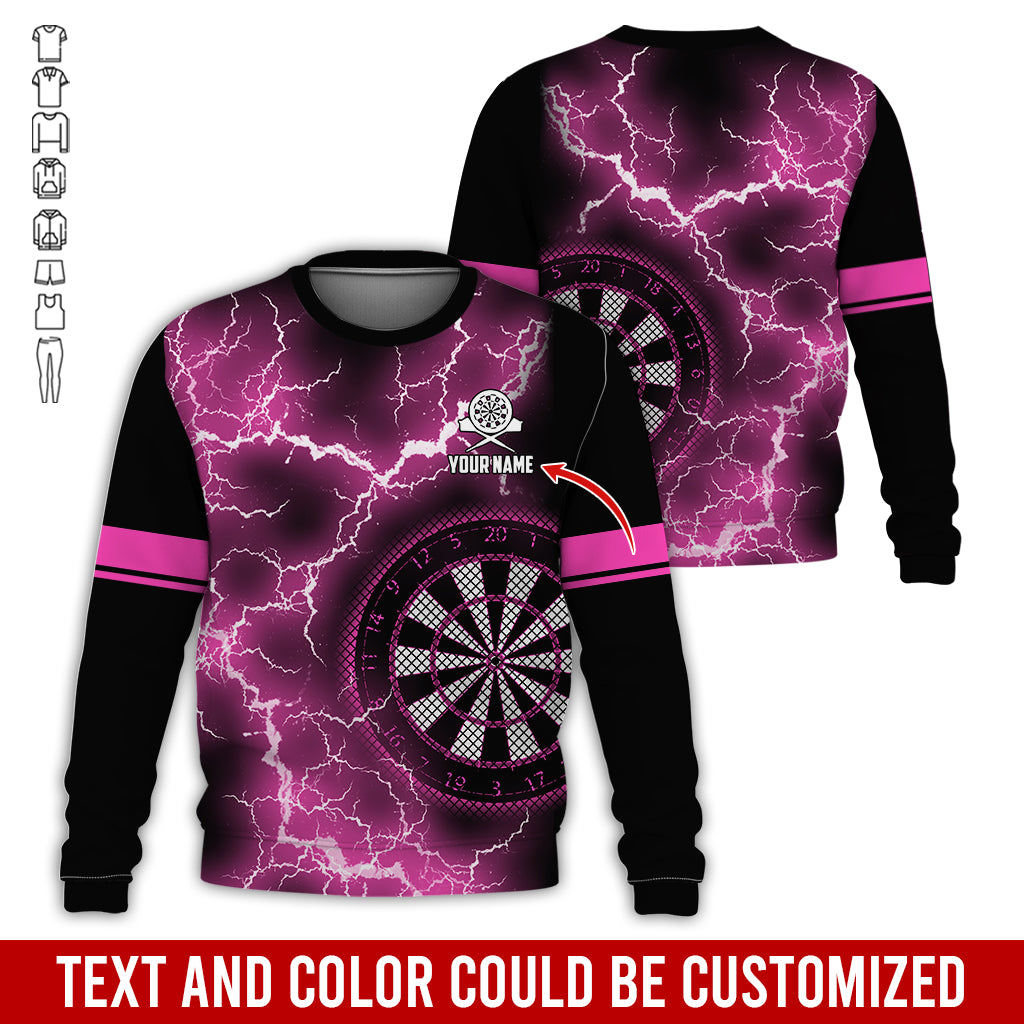 Customized Name Darts Sweatshirt, Personalized Name Thunder Lightning Darts Sweatshirt For Men & Women - Gift For Darts Lovers, Darts Players