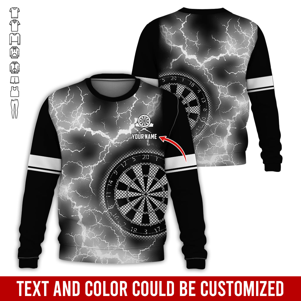 Customized Name Darts Sweatshirt, Personalized Name Thunder Lightning Darts Sweatshirt For Men & Women - Gift For Darts Lovers, Darts Players