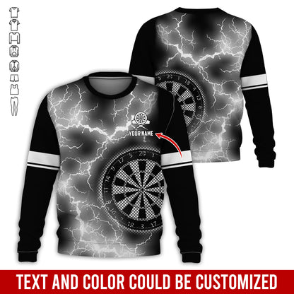 Customized Name Darts Sweatshirt, Personalized Name Thunder Lightning Darts Sweatshirt For Men & Women - Gift For Darts Lovers, Darts Players