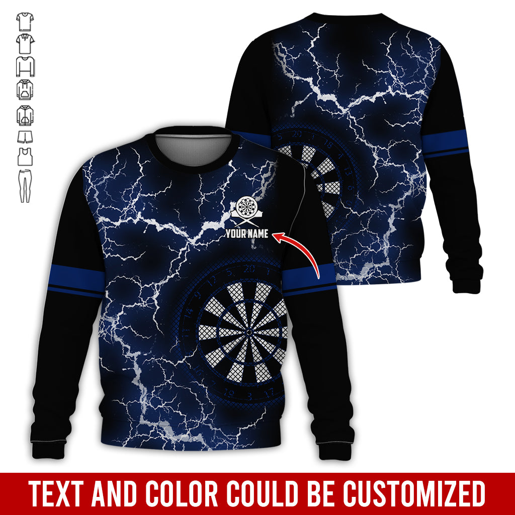Customized Name Darts Sweatshirt, Personalized Name Thunder Lightning Darts Sweatshirt For Men & Women - Gift For Darts Lovers, Darts Players