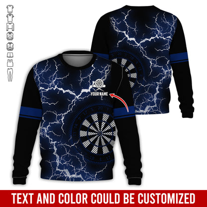 Customized Name Darts Sweatshirt, Personalized Name Thunder Lightning Darts Sweatshirt For Men & Women - Gift For Darts Lovers, Darts Players