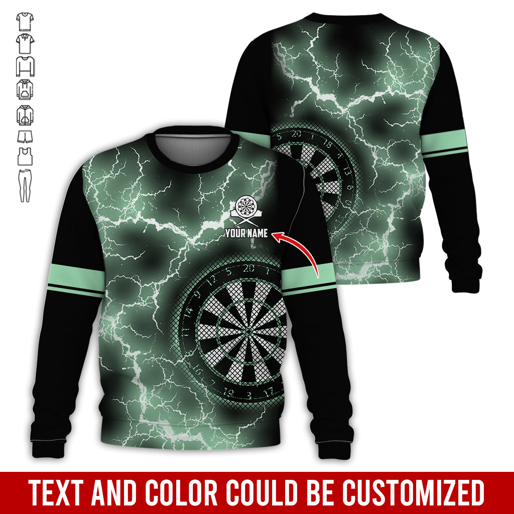 Customized Name Darts Sweatshirt, Personalized Name Thunder Lightning Darts Sweatshirt For Men & Women - Gift For Darts Lovers, Darts Players