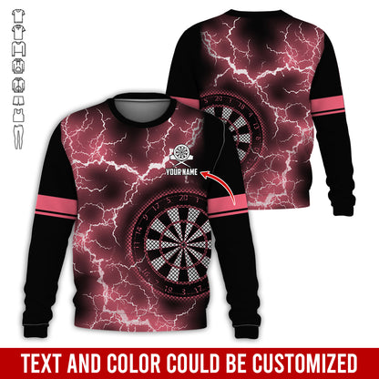 Customized Name Darts Sweatshirt, Personalized Name Thunder Lightning Darts Sweatshirt For Men & Women - Gift For Darts Lovers, Darts Players