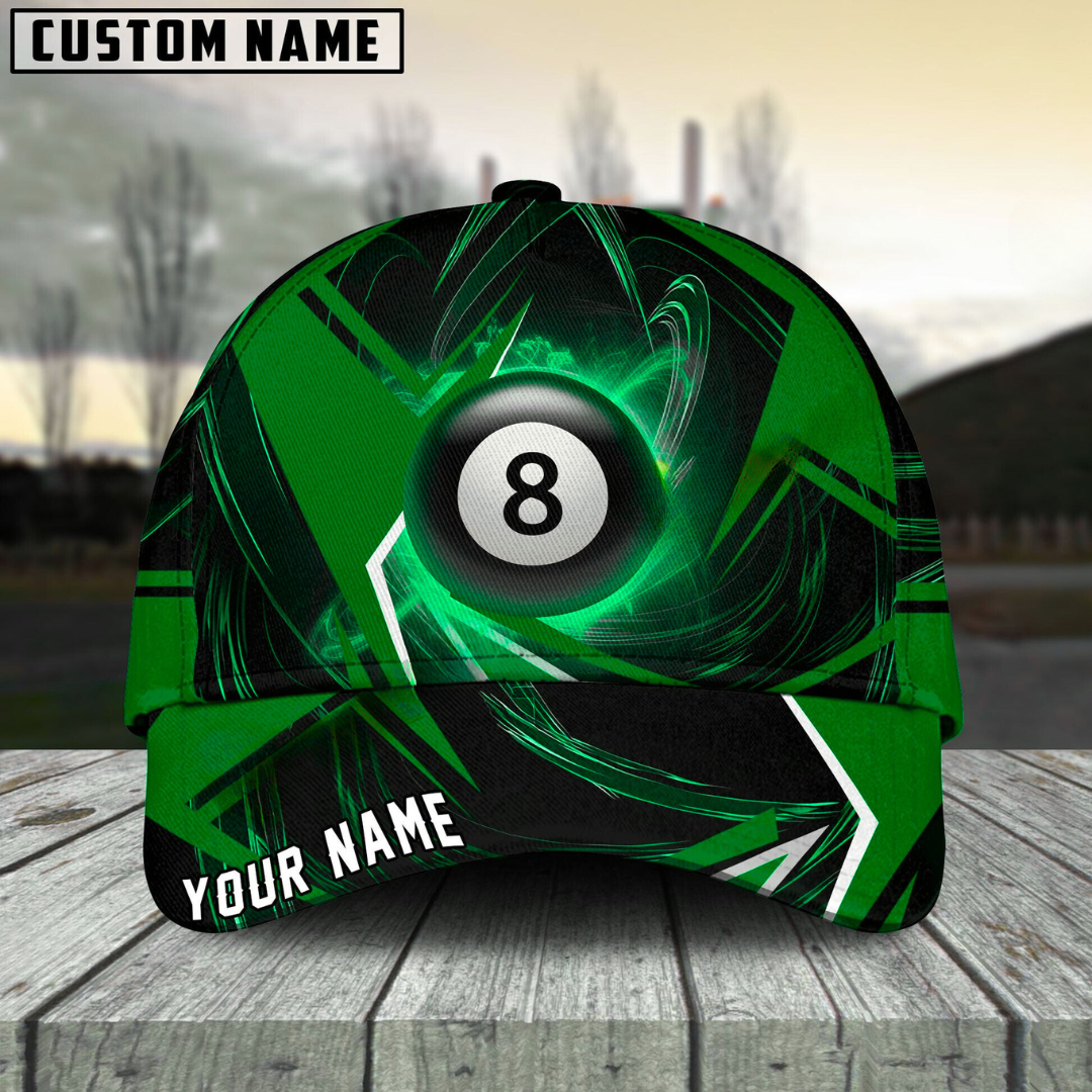 Customized Billiard Cap, Billiard Pool Ball 8 Stormeye Personalized Name 3D Hats, Best Billiard Pool Hat For Billiard Players (6 Colors)