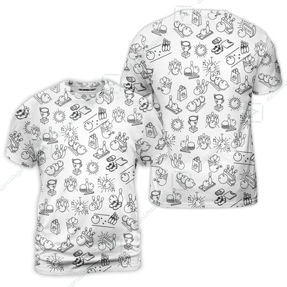 Bowling Men Polo Shirt, Bowling Icon Pattern Polo Shirt For Men, Perfect Gift For Bowling Lovers