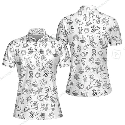 Bowling Men Polo Shirt, Bowling Icon Pattern Polo Shirt For Men, Perfect Gift For Bowling Lovers