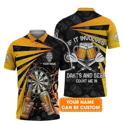 Darts Polo Shirts Personalised, Beer And Darts Who Needs Therapy Custom Name Men Polo Shirt- Perfect Gift For Men, Darts Player, Darts Lover