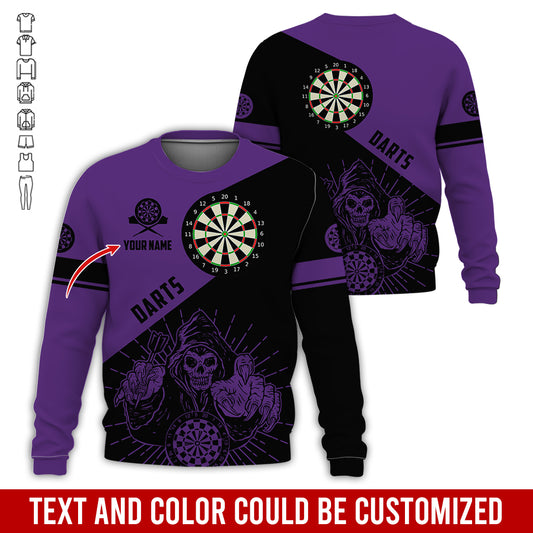 Customized Name Darts Sweatshirt, Personalized Name Death Plays Darts Sweatshirt For Men & Women - Gift For Darts Lovers, Darts Players