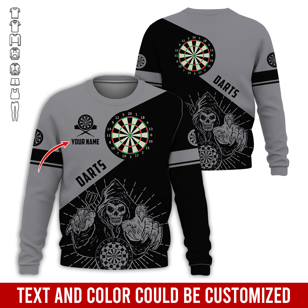 Customized Name Darts Sweatshirt, Personalized Name Death Plays Darts Sweatshirt For Men & Women - Gift For Darts Lovers, Darts Players