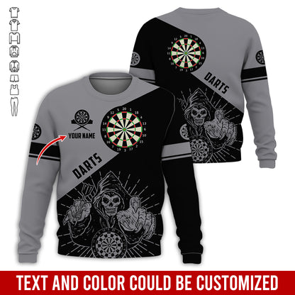 Customized Name Darts Sweatshirt, Personalized Name Death Plays Darts Sweatshirt For Men & Women - Gift For Darts Lovers, Darts Players