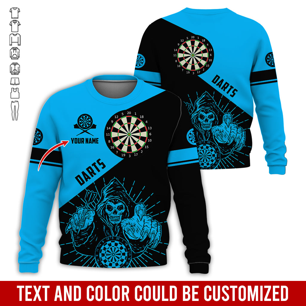 Customized Name Darts Sweatshirt, Personalized Name Death Plays Darts Sweatshirt For Men & Women - Gift For Darts Lovers, Darts Players