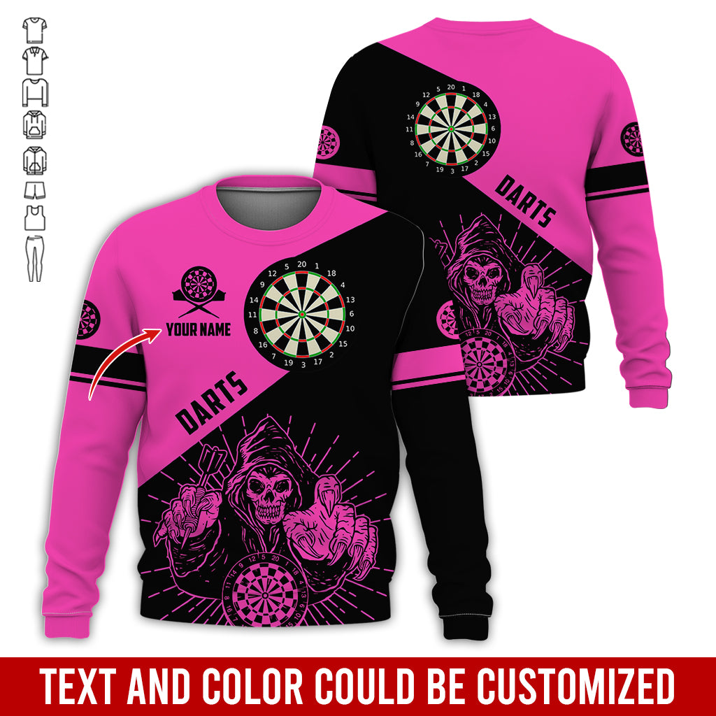 Customized Name Darts Sweatshirt, Personalized Name Death Plays Darts Sweatshirt For Men & Women - Gift For Darts Lovers, Darts Players