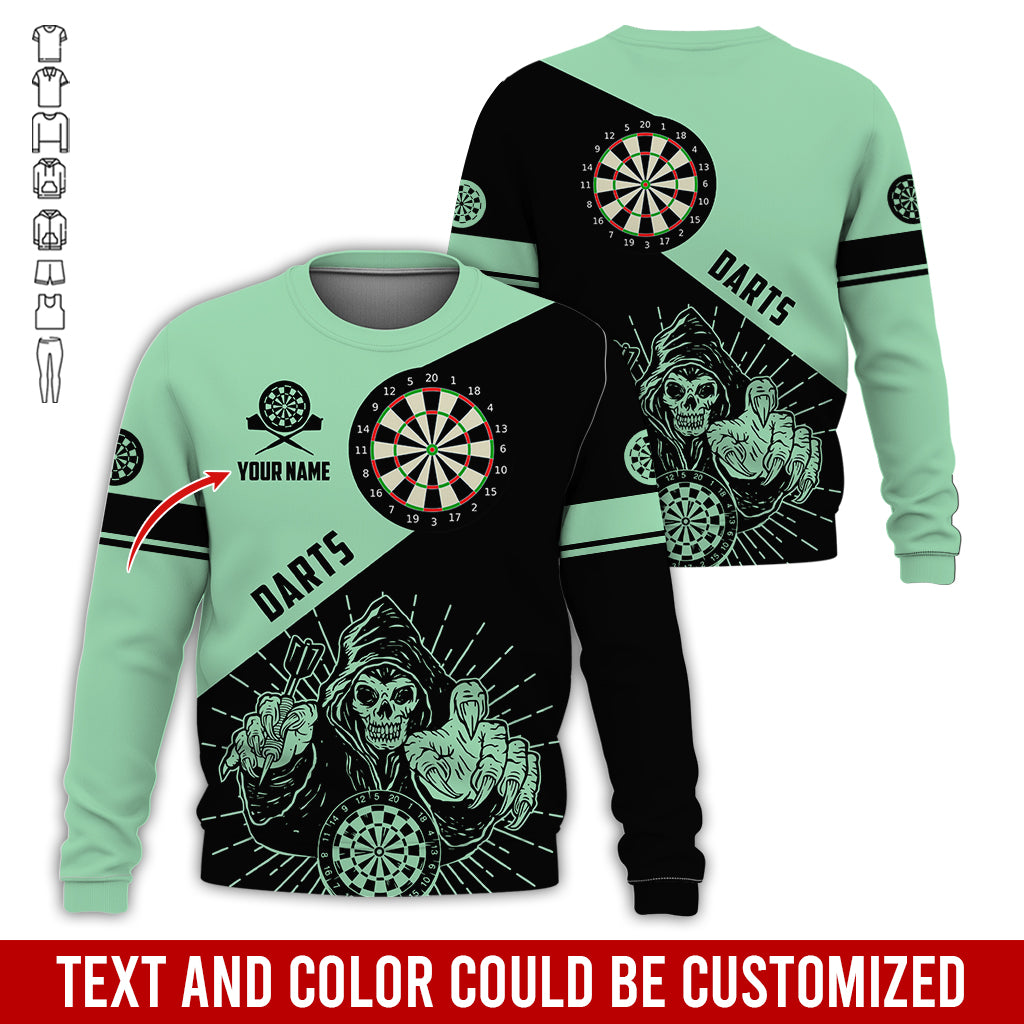 Customized Name Darts Sweatshirt, Personalized Name Death Plays Darts Sweatshirt For Men & Women - Gift For Darts Lovers, Darts Players
