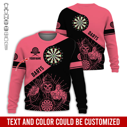 Customized Name Darts Sweatshirt, Personalized Name Death Plays Darts Sweatshirt For Men & Women - Gift For Darts Lovers, Darts Players